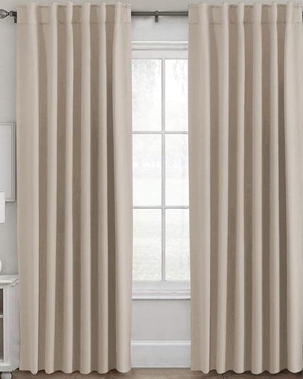 H.VERSAILTEX Blackout Curtains Thermal Insulated Window Treatment Panels Room Darkening Blackout Drapes for Living Room Back Tab/Rod Pocket Bedroom Draperies (2 Panels, Fog, 52 x 84 Inch)