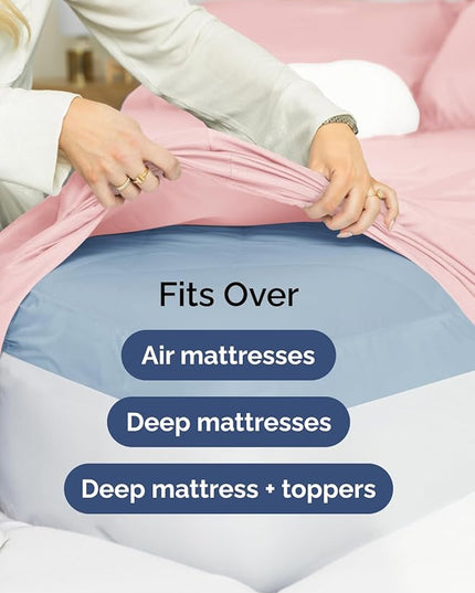 Extra Deep Full Sheet Set - 6 Piece Breathable & Cooling Sheets - Hotel Luxury Bed Sheets Set - Easy & Secure Fit - Soft, Wrinkle Free & Comfy Sheets Set - Baby Pink Sheet Set with Extra Deep Pockets