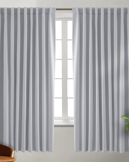 BGment Rod Pocket and Back Tab Blackout Curtains for Bedroom - Thermal Insulated Room Darkening Curtains for Living Room, 2 Window Curtain Panels (70 x 63 Inch, Light Grey)