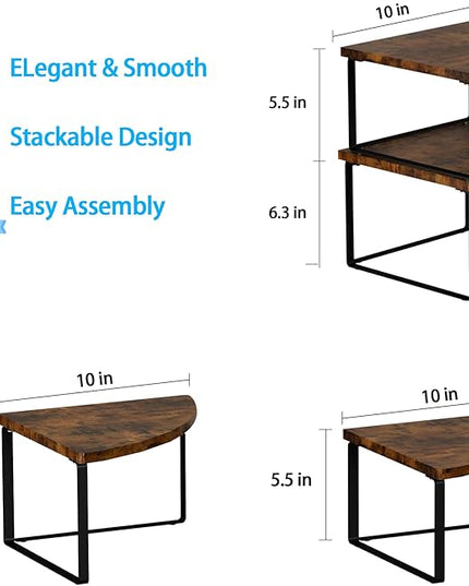 Corner Shelf Countertop Organizer - Set of 2 Corner Shelves for Kitchen Cabinet Organizer, Spice Rack, Stackable Bathroom Organizers and Storage, Sink Rack, Corner Cabinet, Counter Decor, Rustic Brown