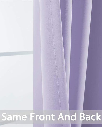 Yakamok Blackout Small Window Curtains with Grommet Top, Room Darkening Thermal Insulated Window Panel Drape for Bedroom Bathroom, 52Wx36L, Lilac, 2 Panels