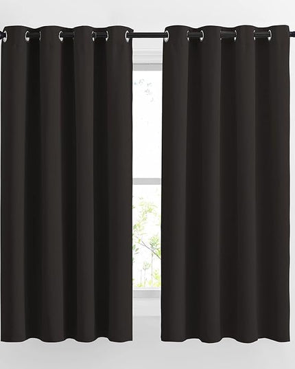 NICETOWN Blackout Curtains Panels for Window - Triple Weave Energy Saving Thermal Insulated Solid Grommet Blackout Drapes for Kitchen (1 Pair, 52 inches by 63 Inch, Toffee Brown)