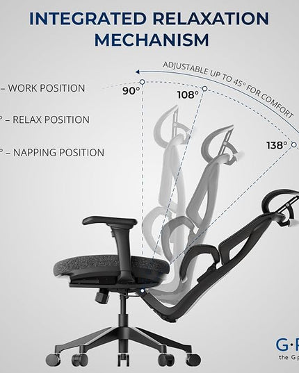 Ergonomic Office Chair – Computer Chair with Divided Tilted Back, Adjustable Armrests & Soft Seat – Holds Up to 290bs (Gray)