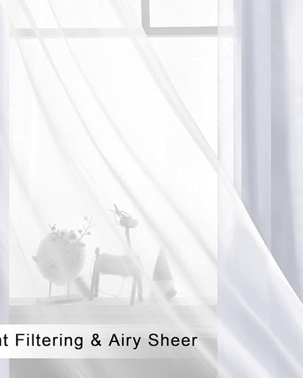 Hiasan Greyish White Blackout Curtains with Sheer Overlay, Grommet Thermal Insulated Mix & Match Double Layer Window Curtains for Bedroom, Living Room, 2 Drape Panels Sewn with Tiebacks, 52W X 84L