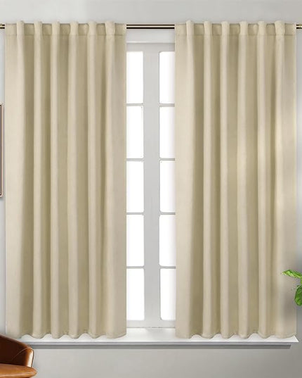 BGment Rod Pocket and Back Tab Blackout Curtains for Bedroom - Thermal Insulated Room Darkening Curtains for Living Room, 2 Window Curtain Panels (52 x 54 Inch, Beige)