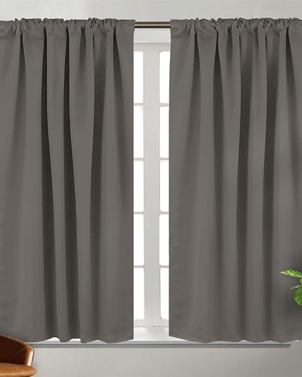 BGment Blackout Curtains 54 Inches Long for Bedroom - Thermal Insulated Room Darkening Noise Reducing Rod Pocket and Back Tab Treatment Window Solid Drapes for Bathroom, 2 Panels, 42 x 54 Inch, Grey