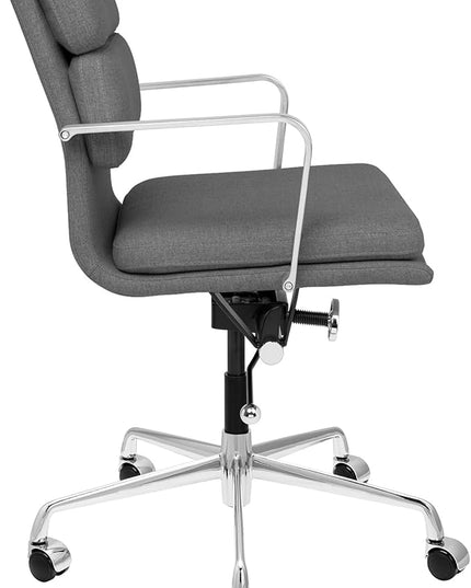 Laura Davidson Furniture SOHO II Padded Management Office Chair - Mid Back Desk Chair with Arm Rest, Swivel & Cushion Availability, Made of Poly-Cotton Fabric, Charcoal Fabric, Computer Chair