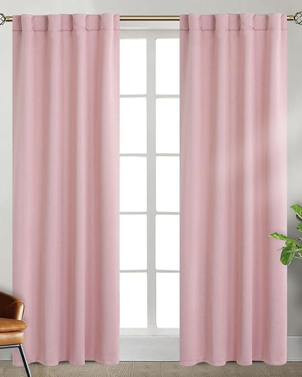 BGment Pink Curtains 84 inch for Bedroom - Rod Pocket and Back Tab Blackout Curtains Thermal Insulated Room Darkening Curtains for Living Room, 2 Window Curtain Panels (38 x 84 Inch, Pink)