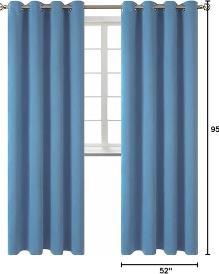 BGment Blackout Curtains for Bedroom - Grommet Thermal Insulated Room Darkening Curtains for Living Room, Set of 2 Panels (52 x 95 Inch, Faded Denim)
