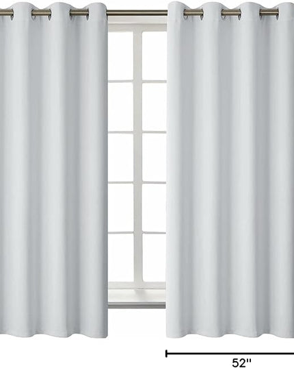 BGment Room Darkening Curtains 63 Inches Long - Grommet Thermal Insulated Drapes Window Treatment Curtains for Bedroom, 2 Panels, 52 x 63 Inch, Greyish White