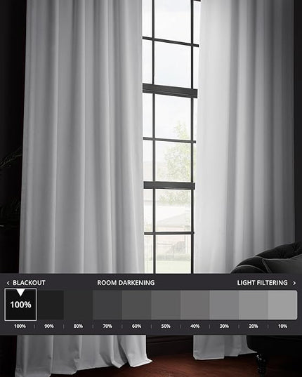HPD Half Price Drapes Vienna Basic Linen 100% Blackout Curtains for Bedroom 108 Inches Long (2 Panels) - Rod Pocket Curtains & Drapes for Living Room & Windows - 50 X 108, Off-White