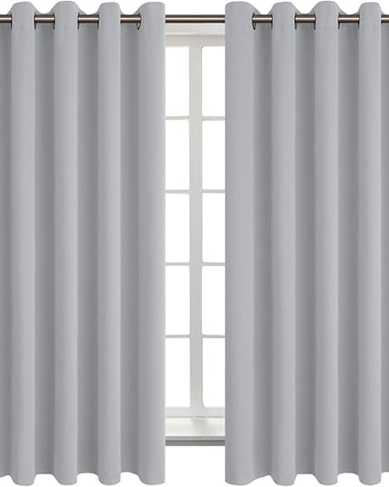 BGment Room Darkening Curtains 63 Inches Long - Grommet Thermal Insulated Drapes Window Treatment Curtains for Bedroom, 2 Panels, 70 x 63 Inch, Light Grey