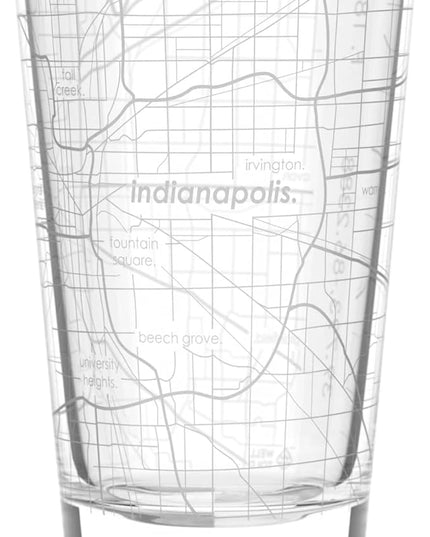 Well Told Engraved Indianapolis Indiana Map Pint Glass, Etched Beer Gift (16 oz, Clear) City Map Pint, Custom City Glassware, Gifts For Beer Lovers