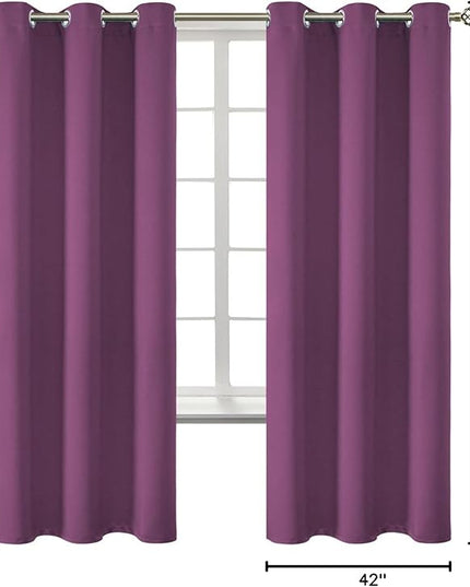 BGment Room Darkening Curtains 72 Inches Long - Grommet Thermal Insulated Drapes Window Treatment Curtains for Bedroom, 2 Panels, 42 x 72 Inch, Eggplant Purple