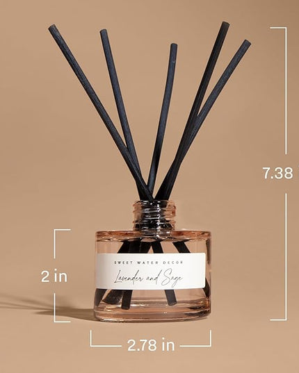 Sweet Water Decor Wildflowers and Salt Reed Diffuser – Room Decor Aesthetic with Long-Lasting Premium Fragrance of French Lavender, Lime, Sage, Dill, Patchouli for 4 Months – Ideal for Home Decor