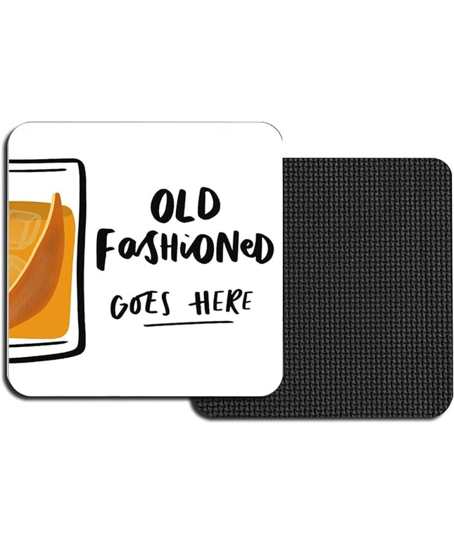 Square Old Fashioned Coasters for Drinks, Funny Drink Coasters Set of 2, Cocktail Coaster for Home Office Table Kitchen Desk Decor Beer Bar, Birthday Gifts for Women Men Mom Cocktail Lover