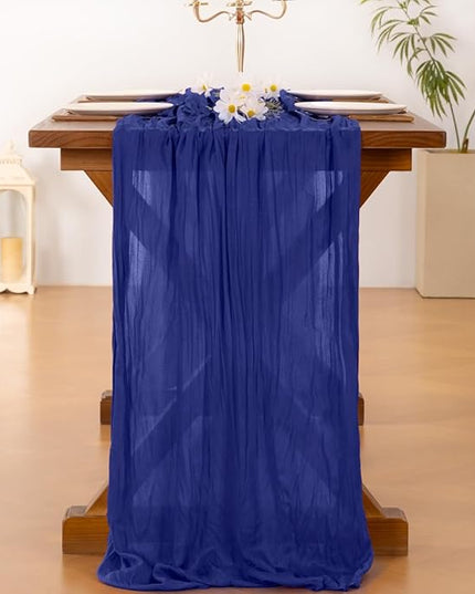 Socomi 10pcs Royal Blue Cheesecloth Table Runner Boho Rustic Gauze 120 inch 10FT Cheese Cloth Runner for Wedding Party Baby Shower Birthday Home Decor Holiday Decorations