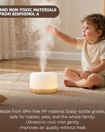 Essential Oil Diffuser 500ml,Aromatherapy Diffuser with 7 LED Lights,Quiet Air Humidifier 4-in-1 with Timer & Auto-Off,Compact Scent Diffuser for Bedroom,Yoga,SPA,Baby Room(Portable Model)