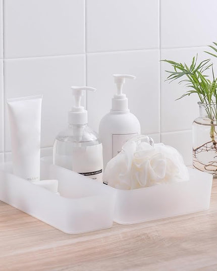 Poeland 5 Pcs Drawer Organizer Tray Storage Box for Bedroom Nightstand Drawer Dresser Bathroom Kitchen Drawer, Frosted