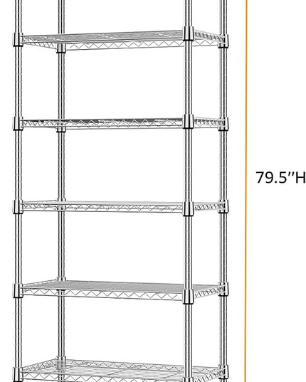 8 Tier 2000 lbs Storage Rack Metal Wire Shelving Unit, Storage Standing Shelf Organizer for Laundry Bathroom Kitchen Pantry Closet Garage Utility Room, Chrome 13.8" D x 23.6" W x 79.5" H