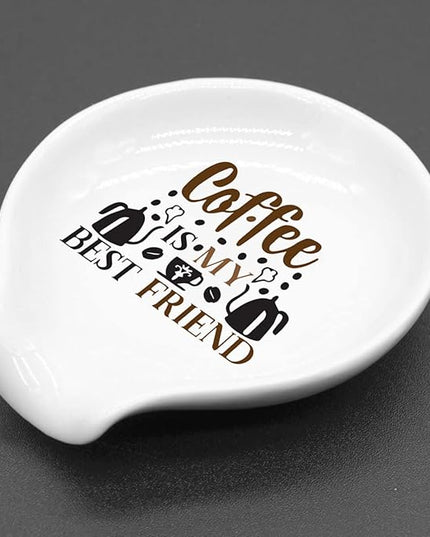 Funny Colour Coffee Spoon Rest-Coffee Ceramic Spoon Holder-Coffee Station Bar Accessories- Coffee is My Best Friend Sig