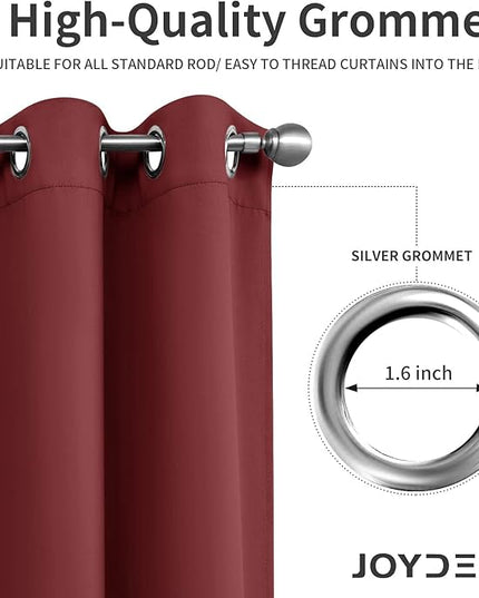 Joydeco Blackout Curtains 45 Inch Length 2 Panels Set, Thermal Insulated Long Curtains 2 Burg, Room Darkening Grommet Drapes for Living Room Bedroom Window (W52 x L45 Inch, Burgundy Red)