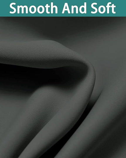Yakamok 63 Inch Length 100% Blackout Curtains for Bedroom, 2 Thick Layers Thermal Insulated Grommet Total Blackout Drapes with Black Liner for Living Room (42Wx63L,Dark Grey, 2 Panels)