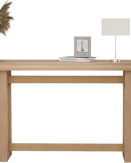 LKTART 59.05-Inch Long Behind Couch Sofa Table for Living Room, Farmhouse Console Table with Storage, Narrow Accent Entryway Tables for Hallway Entrance Foyer (Oak)