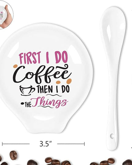 Funny Coffee Coffee Spoon Holder-Color Ceramic Cafe Spoon Rest-Cafe Shop Station Accessories-First I Do Coffee Then I Do The Things Sign