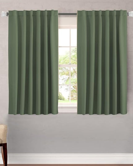 H.VERSAILTEX Blackout Curtains Thermal Insulated Window Treatment Panels Room Darkening Blackout Drapes for Living Room Back Tab/Rod Pocket Bedroom Draperies (2 Panels, Bronze Green, 52 x 45 Inch)