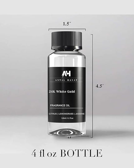 24K Diffuser Essential Oil Scent - Luxury Hotel Inspired Aromatherapy Scent Diffuser Oil - Hints of Zesty Citrus, Floral Jasmine, & Delicate Lily - for Essential Oil Diffusers - 120mL