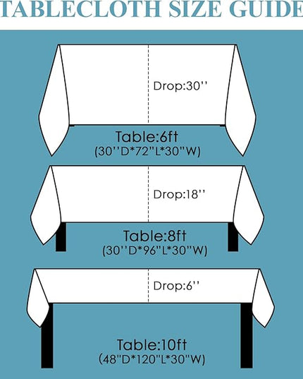 VidaFete 2 Pack 90*132inch Rectangle Tablecloth Polyester Table Cloth，Stain Resistant and Wrinkle Polyester Dining Table Cover for Kitchen Dinning Party Wedding Rectangular Tabletop Decoration(White)