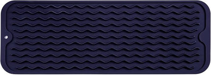 Silicone Dish Drying Mat for Multiple Usage,Easy clean,Eco-friendly,Heat-resistant Silicone Mat for Kitchen Counter,Sink,Bar,Bottle,or Cup Navy Blue M 17 inches x 6 inches