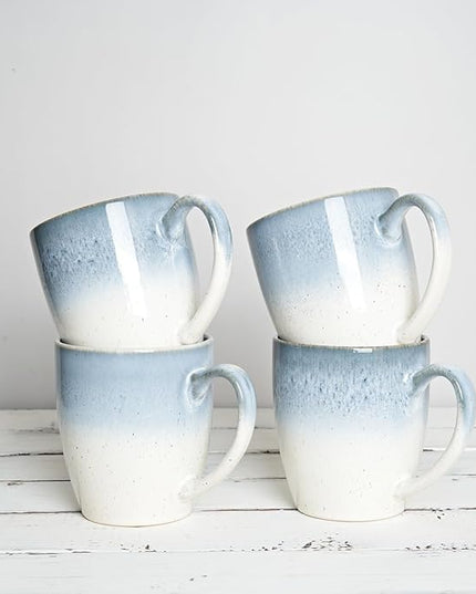 Bosmarlin Ceramic Coffee Mug Set of 4, 17 Oz, 4 Colors to Choose, Tea Cups, Dishwasher and Microwave Safe, Reactive Glaze (Blue)