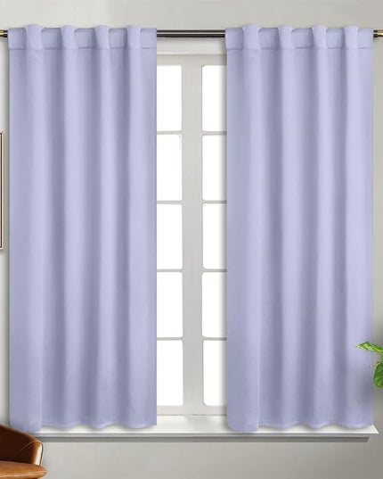 BGment Rod Pocket and Back Tab Blackout Curtains for Bedroom - Thermal Insulated Room Darkening Curtains for Living Room, 2 Window Curtain Panels (38 x 45 Inch, Lavander)