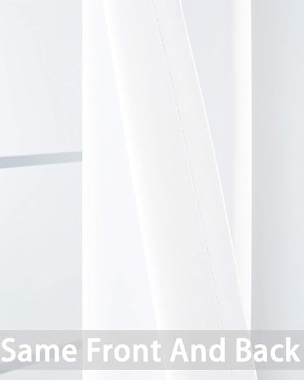 Yakamok Room Darkening Window Curtains for Kitchen, Thermal Insulated Grommet Window Drapes for Bedroom Basement, Pure White, 52W x36L, 2 Panels