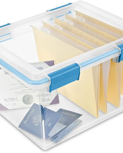 Sterilite 16-Pack Gasket Box, Weather-Resistant Storage Bins with Latching Lids, 32 Quart - Heavy-Duty Organizing Containers for Closet, Bathroom, and Office