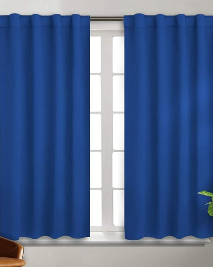 BGment Rod Pocket and Back Tab Blackout Curtains for Bedroom - Thermal Insulated Room Darkening Curtains for Living Room, 2 Window Curtain Panels (38 x 54 Inch, Classic Blue)