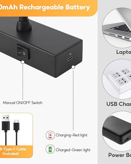 Picture Light for Wall Battery Operated, 20" Rechargeable Art Light with Remote and Timer for Painting, 9000mAh Wireless Wall Light for Display, Artwork, Portrait, Gallery, Black