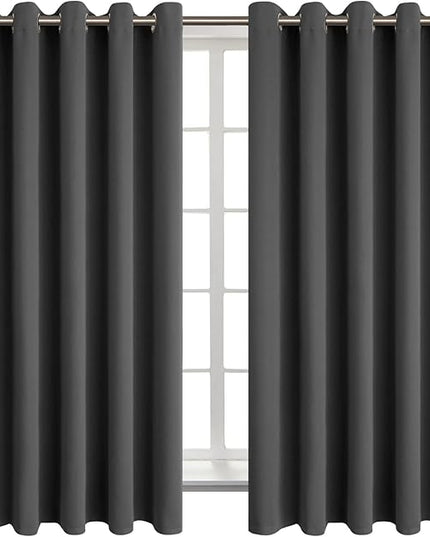BGment Blackout Curtains for Bedroom - Grommet Thermal Insulated Room Darkening Curtains for Living Room, Set of 2 Panels (70 x 63 Inch, Dark Grey)