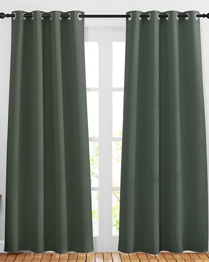 NICETOWN Privacy Blackout Doorway 80 inch Curtains, Grommet Light Blocking Window Treatments Thermal Drapes for Bedroom/Living Room, W46 x L80, 2 Panels, Dark Mallard