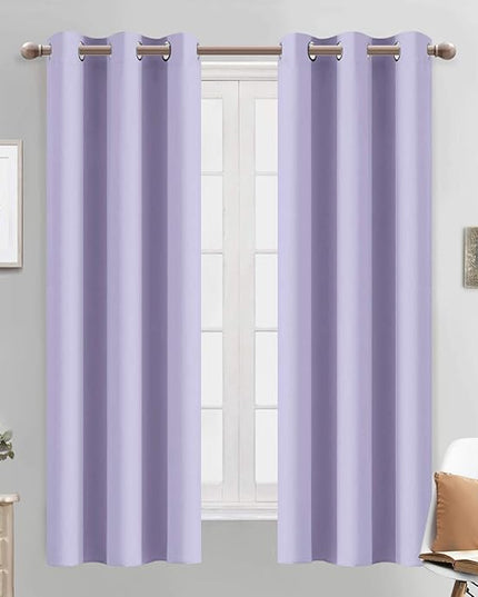 Yakamok Blackout Curtains Room Darkening Thermal Insulated Grommet top Window Curtains for Living Room, 38 x 63 inch, Lilac, 2 Panels