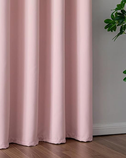 Blush Pink Curtains 108 Inch Length 2 Panels Set, Light Filtering Curtains for Living Room 108 Inch Long, Grommet Energy Saving Semi Sheer Drapes for Bedroom Window(W52 x L108)