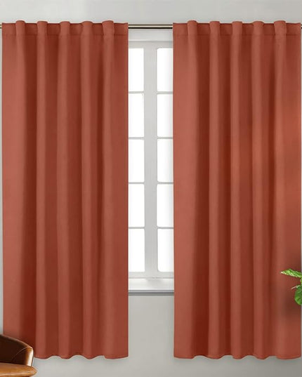 BGment Terracotta Curtains 72 inches Long - 42 x 72 inch Curtains Fall Decor Energy Efficiency Privacy Rod Pocket and Back Tab Thermal Insulated Room Darkening Drapes for Living Room, 2 Panels Set
