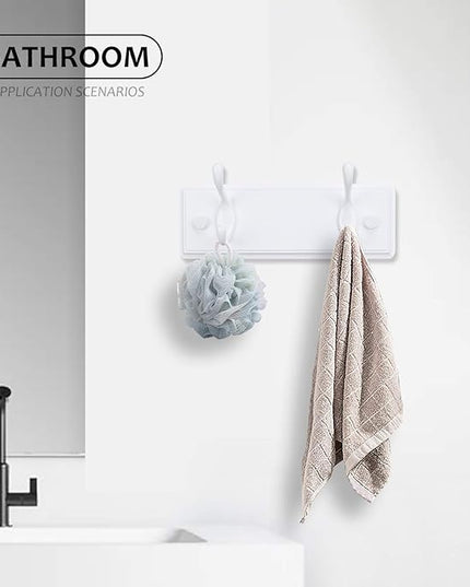 Wooden Coat Rack, Wall-Mounted Organizer for Closet, Entryway, Hallway, Foyer, Bedroom, Heavy Duty Double Hooks for Hanging Towels, Bags, Hats, Jackets, Key (White, 2 Hooks)