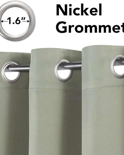 H.VERSAILTEX Premium Blackout Thermal Insulated Room Darkening Curtains for Bedroom/Living Room - Classic Grommet Top (2 Panels, Light Sage, 52 Inch by 45 Inch)