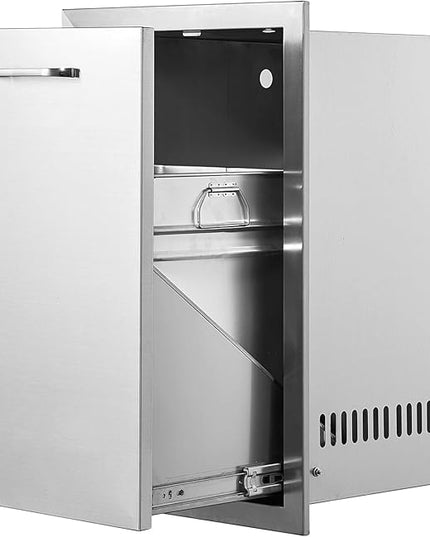 VEVOR Outdoor Kitchen Trash Drawer 16Wx22Hx16 D, Propane Tank Drawer, Stainless Steel Pull Out Trash with Handle, Outdoor Kitchen Cabinets Can Pull Out, BBQ Island Bin