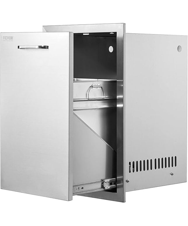 VEVOR Outdoor Kitchen Trash Drawer 16Wx22Hx16 D, Propane Tank Drawer, Stainless Steel Pull Out Trash with Handle, Outdoor Kitchen Cabinets Can Pull Out, BBQ Island Bin