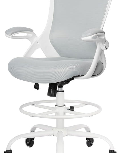 HYLONE Drafting Chair Tall Office, Ergonomic Standing Desk Stool Adjustable Drafting Chair Big Tall Drafting Office Chair White