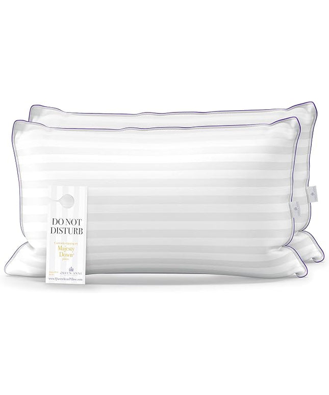 Queen Anne Hotel Collection Pillows – Luxury Down Alternative Bed Pillows (2-Pack, King Medium) – Ultimate Comfort, Hypoallergenic, Made in The USA